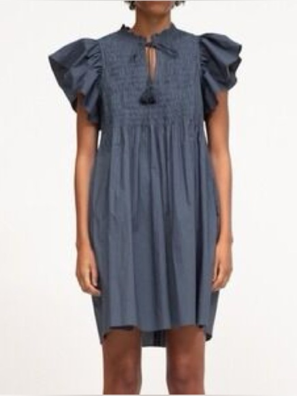 Sea New York Navy Blue flutter Sleeve smocked Cotton Dress, size 2